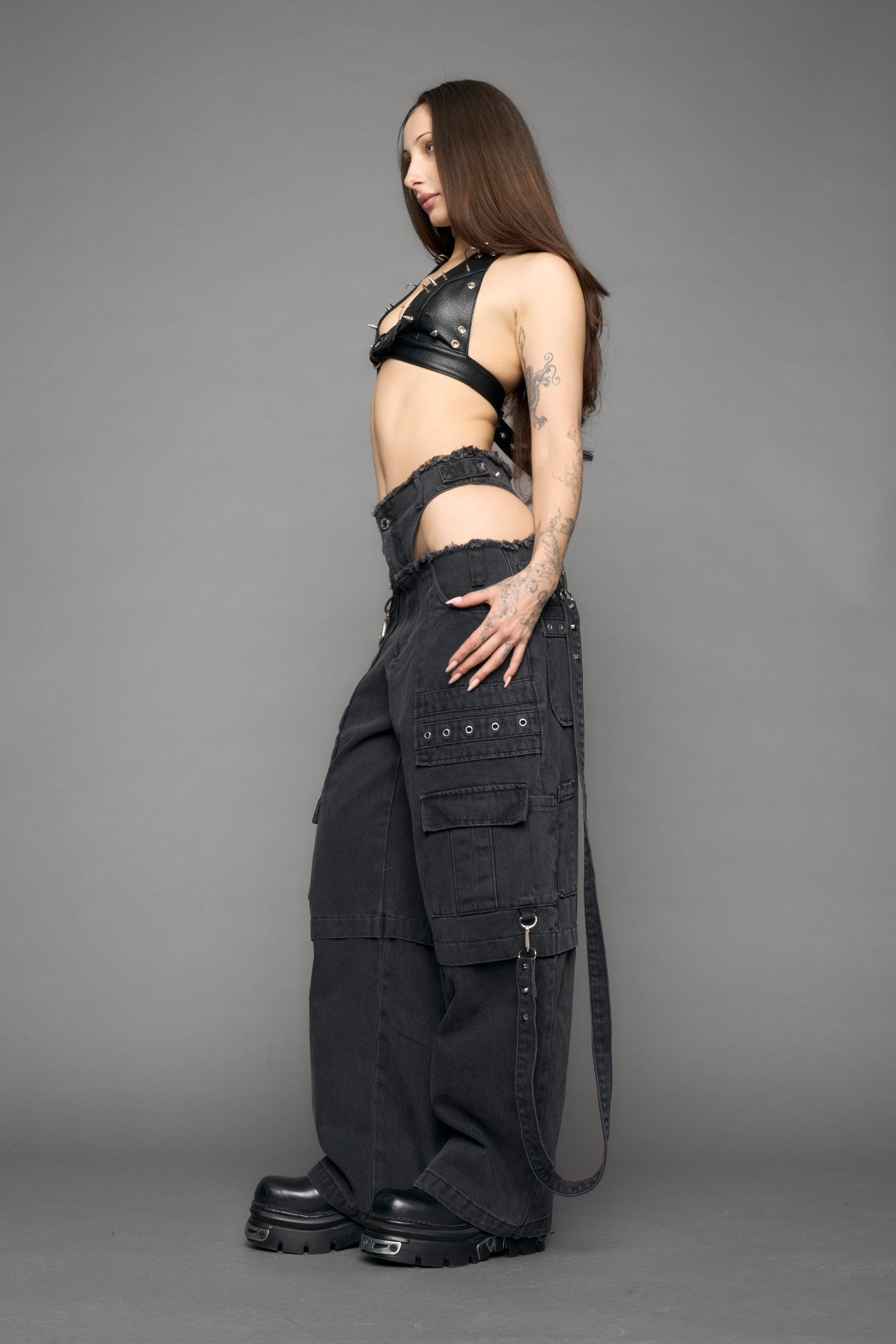 black denim pants with panty