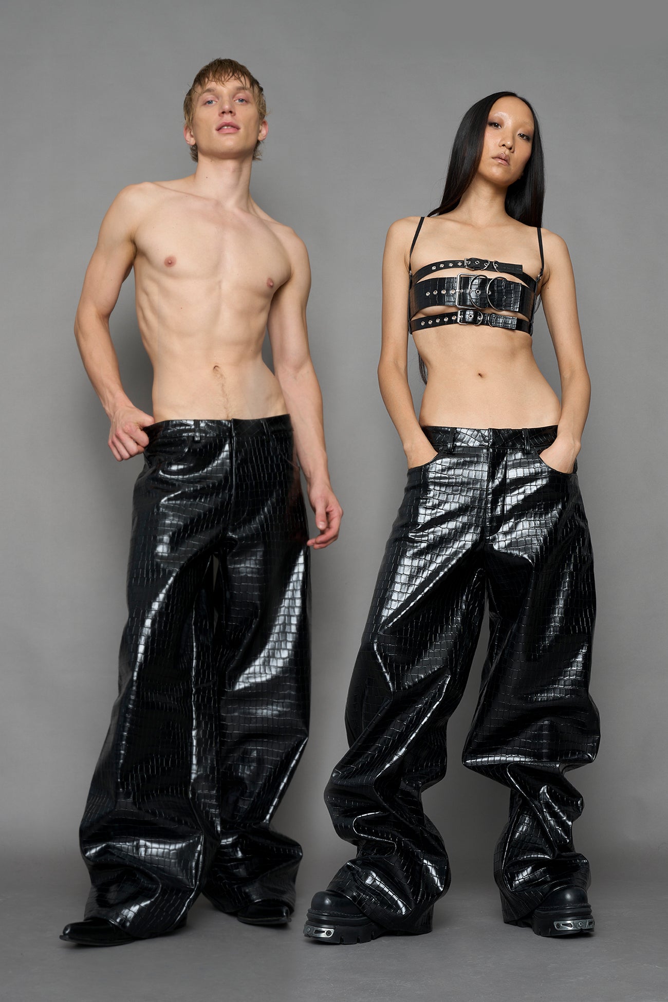 Leather Baggy Suiting Pants