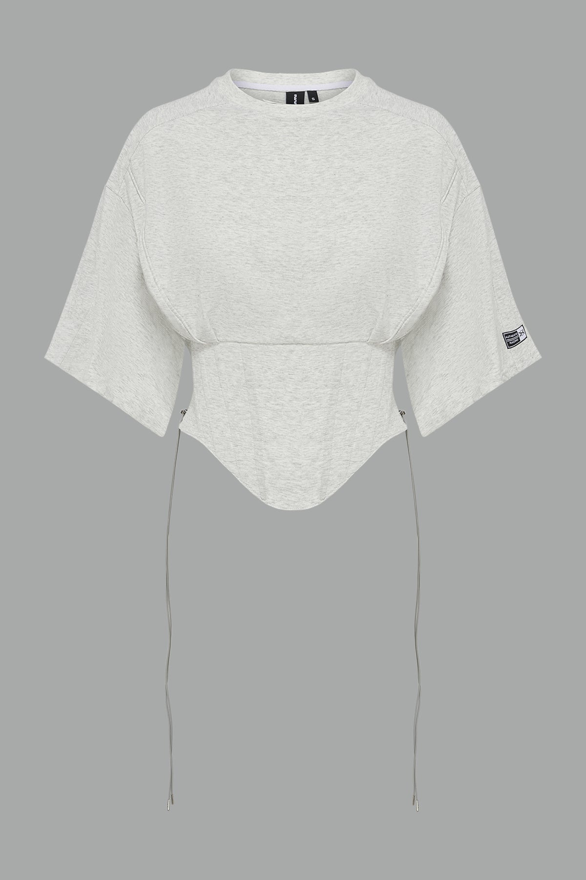grey crop top on a gray background